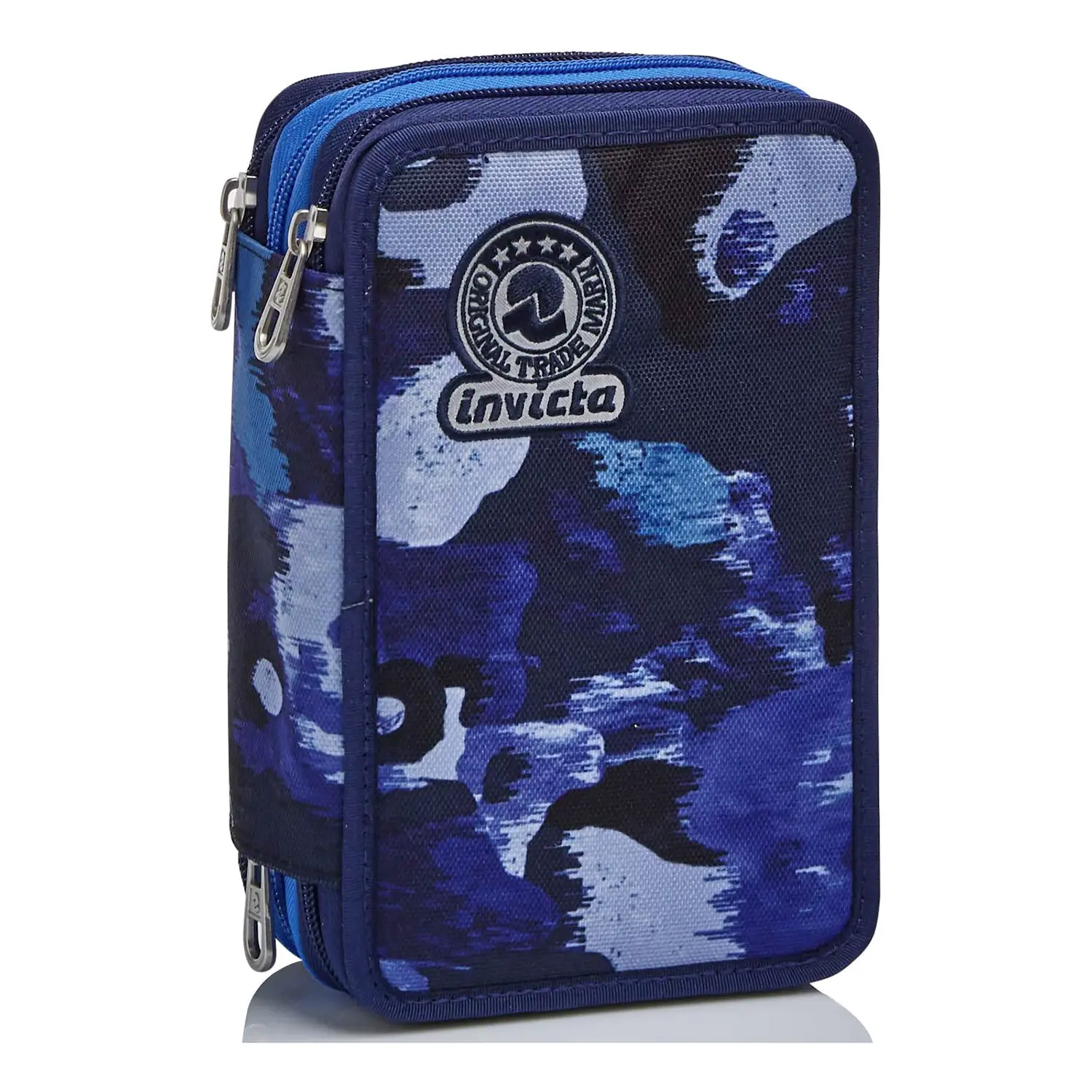 Astuccio Scuola Completo Seven 3 Zip Camo Shade Blu - astucci colori