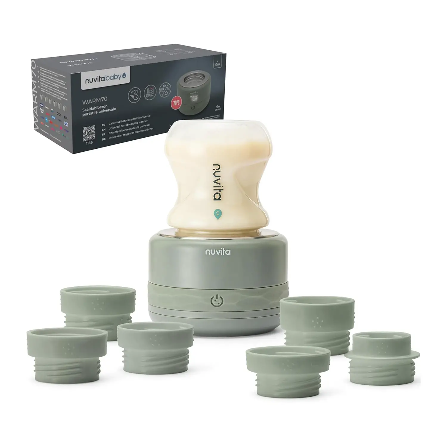 Nuvita 1166 Warm70 Scaldabiberon Portatile Senza Fili 70°C – USB - Sicurezza e igiene