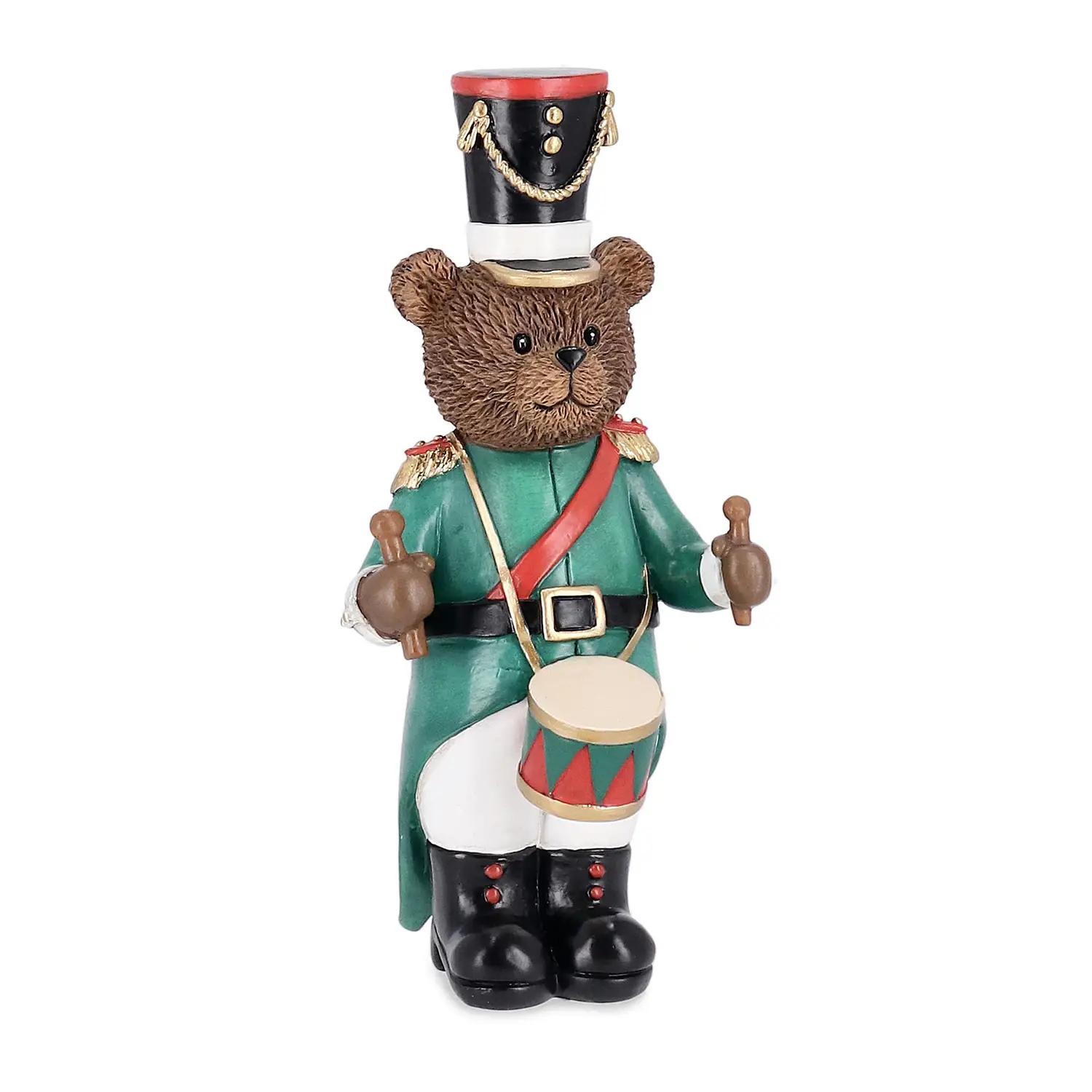Orso Alfred con Tamburo Decorazione Natalizia in Resina 23cm - addobbi casa