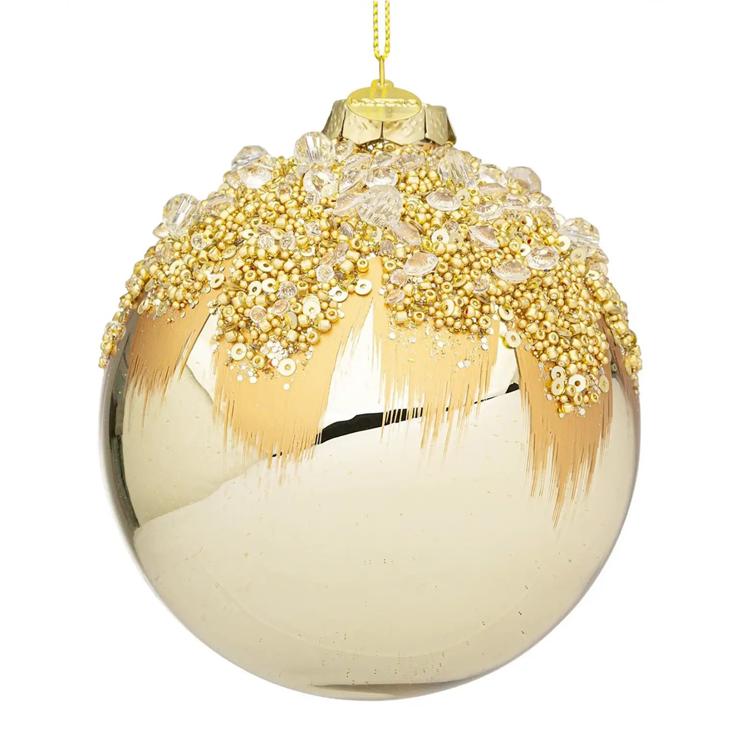 Sfera Vetro Gleeful Natalizia Champagne - addobbi albero