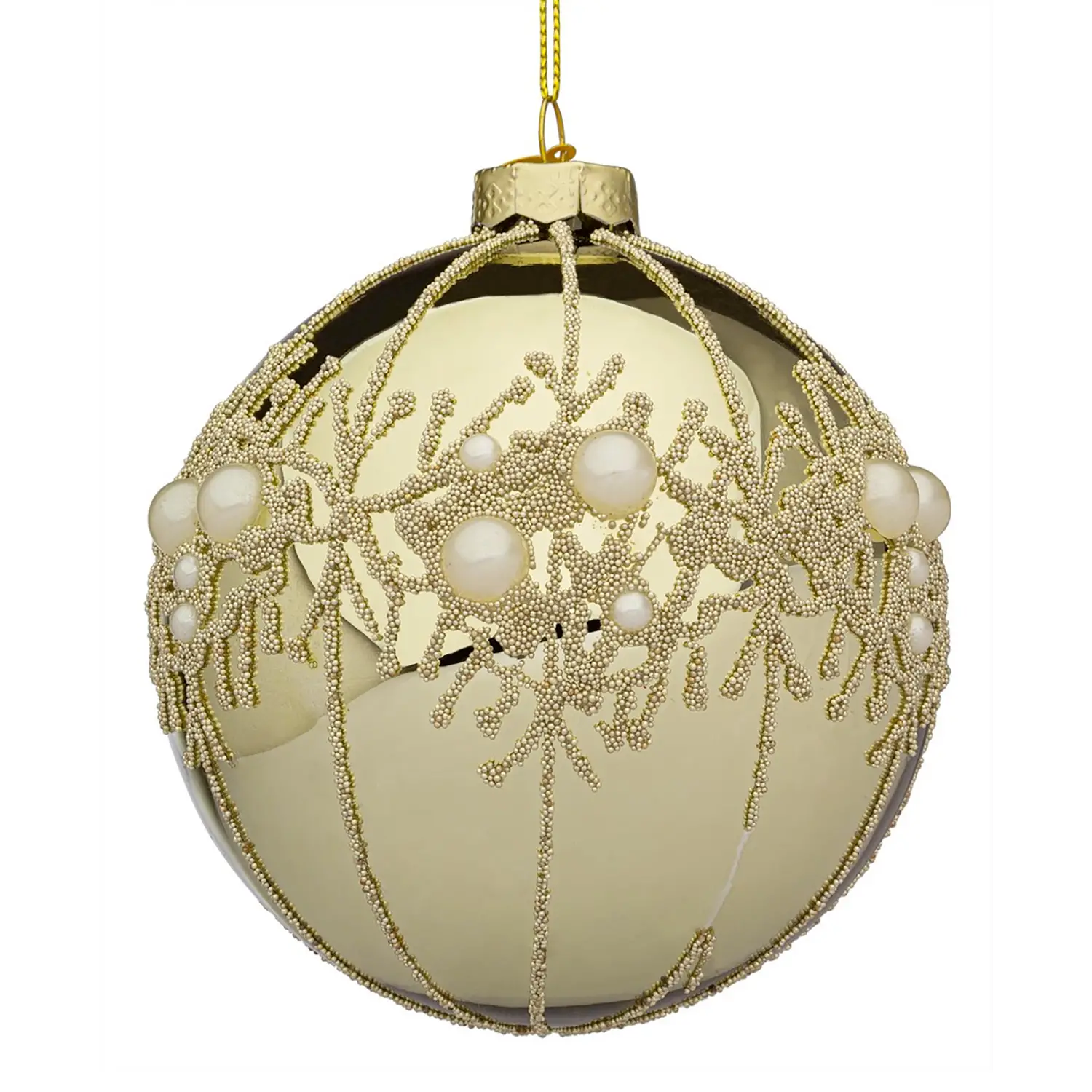 Sfera Vetro Gem Natalizia Champagne Lucido - addobbi albero