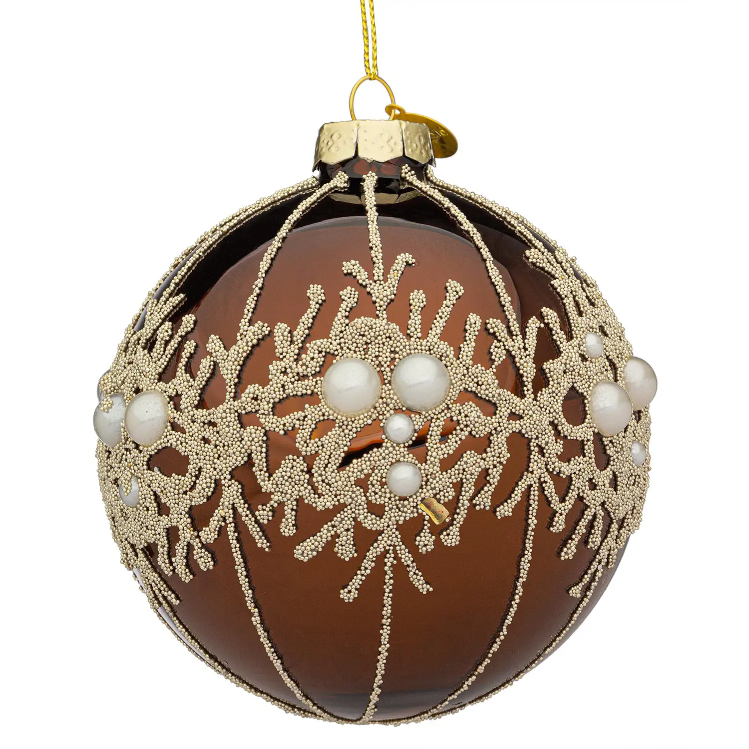 Sfera Vetro Gem Natalizia Marrone - addobbi albero