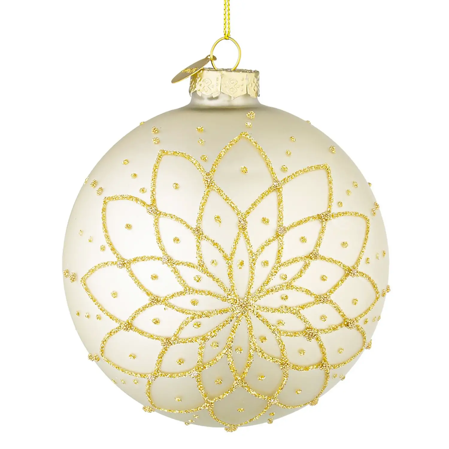 Sfera Vetro Florid Natalizia Bianca Oro - addobbi albero