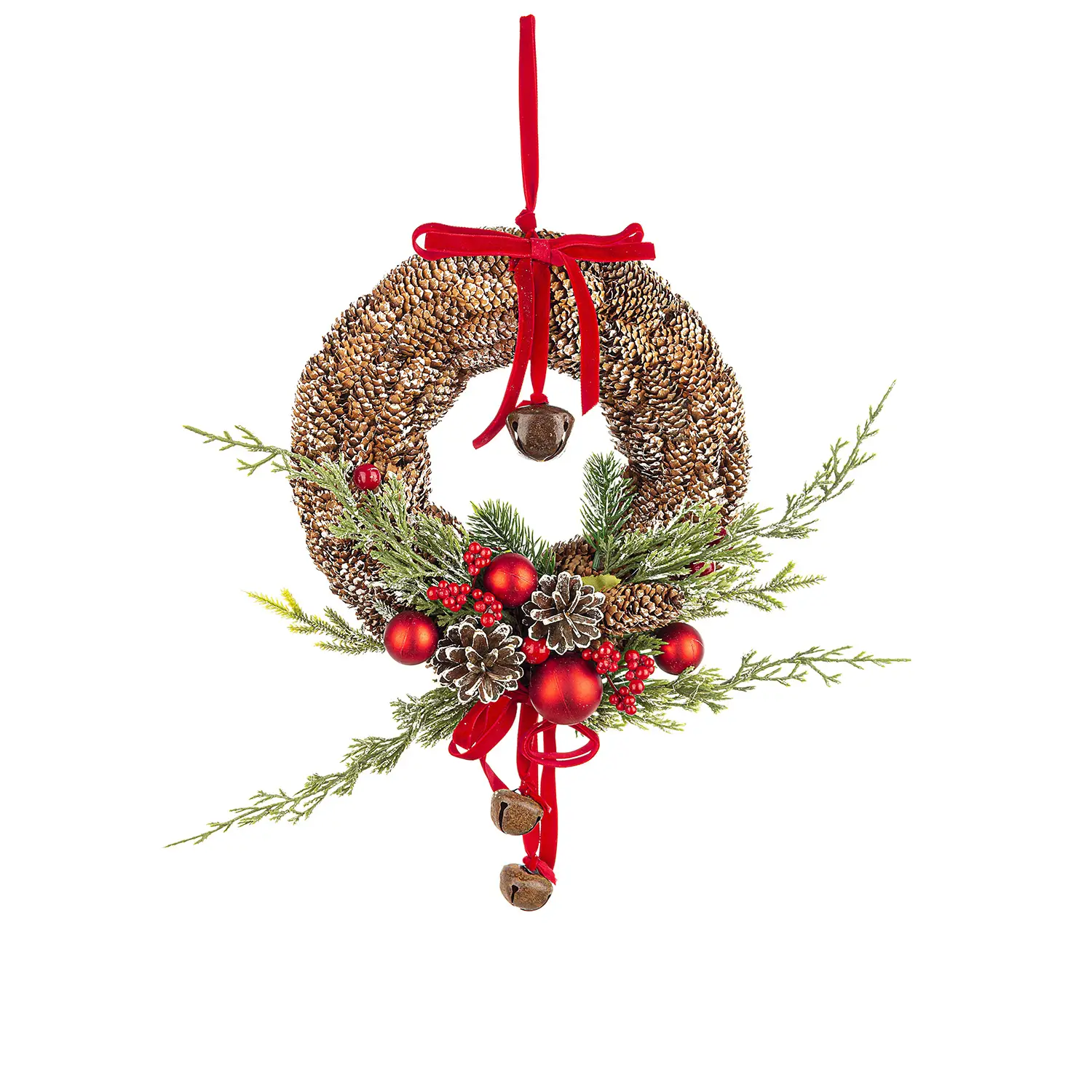 Corona Hilma con Campanello Decorazione Natalizia Small Rossa - fiori e ghirlande