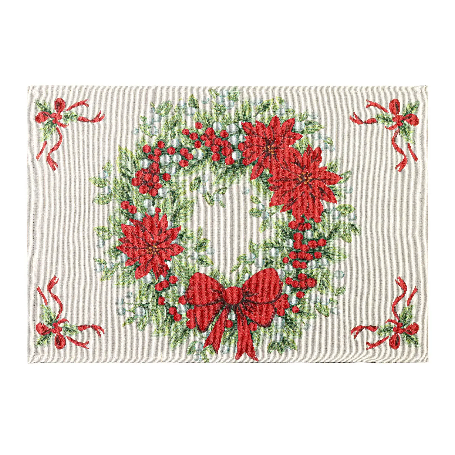 Tovaglietta Natalizia Bow 48x33 Verde Rosso - addobbi casa