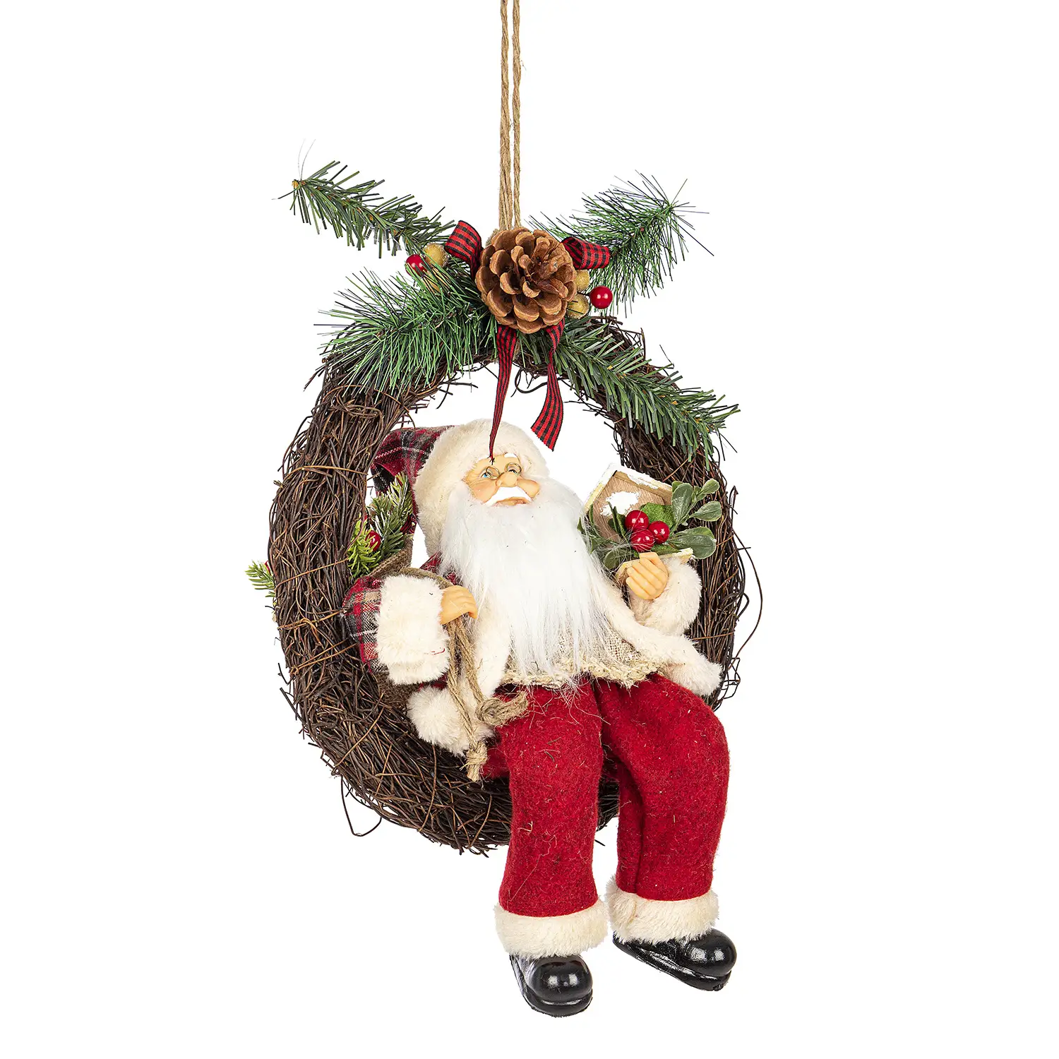 Corona Babbo Alwin Scozzese Decorazione Natalizia - addobbi casa