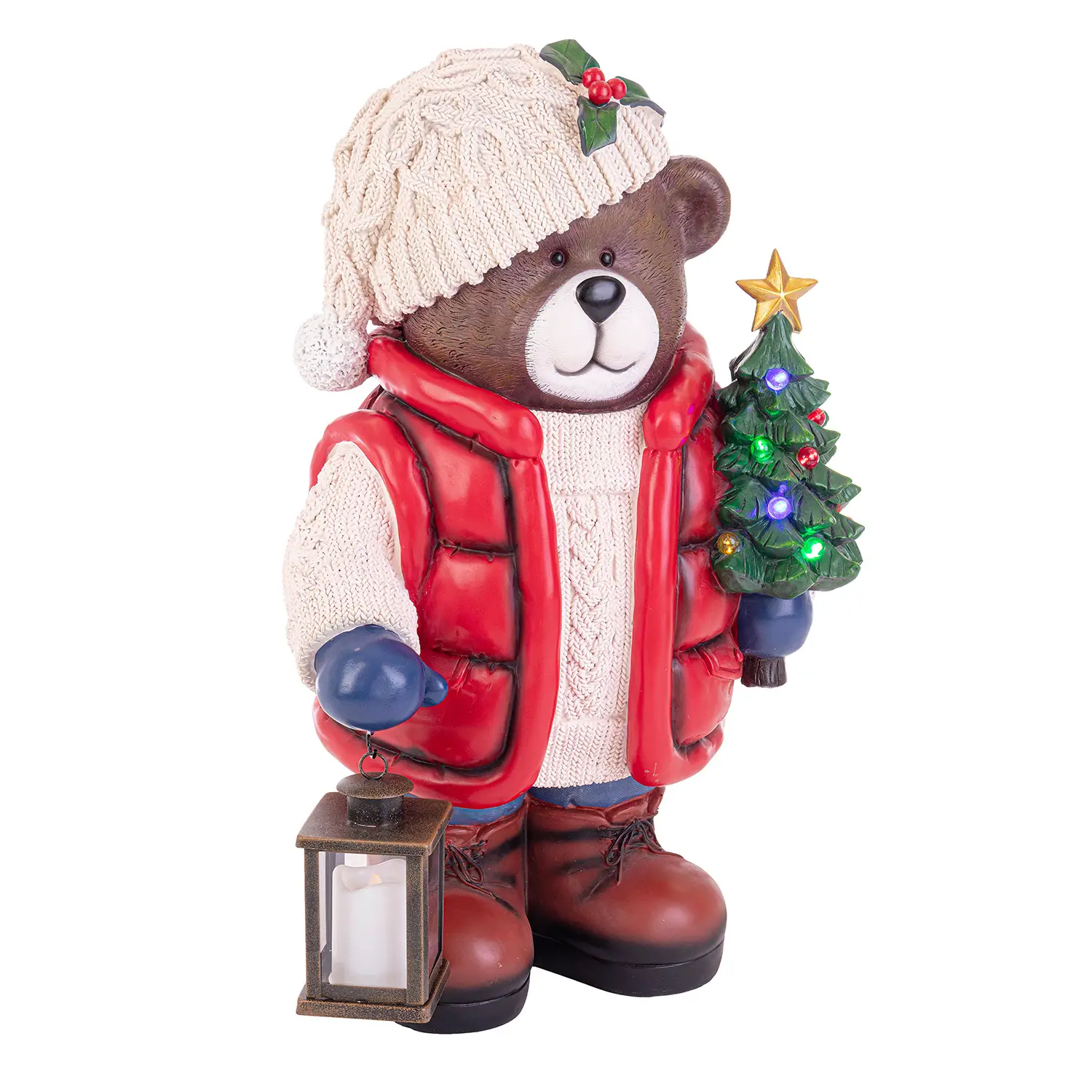 Orso Natalizio Chatfield con Pino con LED - addobbi casa