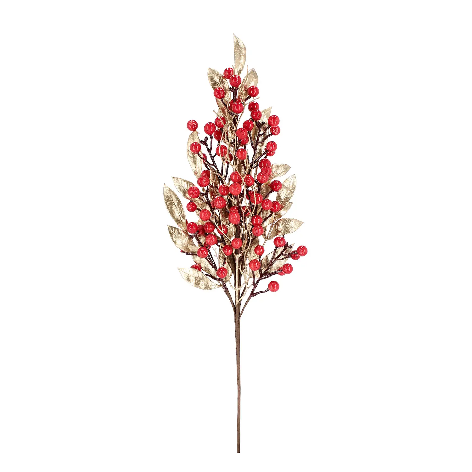 Ramo Natalizio Jewell Oro con Bacche Rosso 70 Cm - fiori e ghirlande