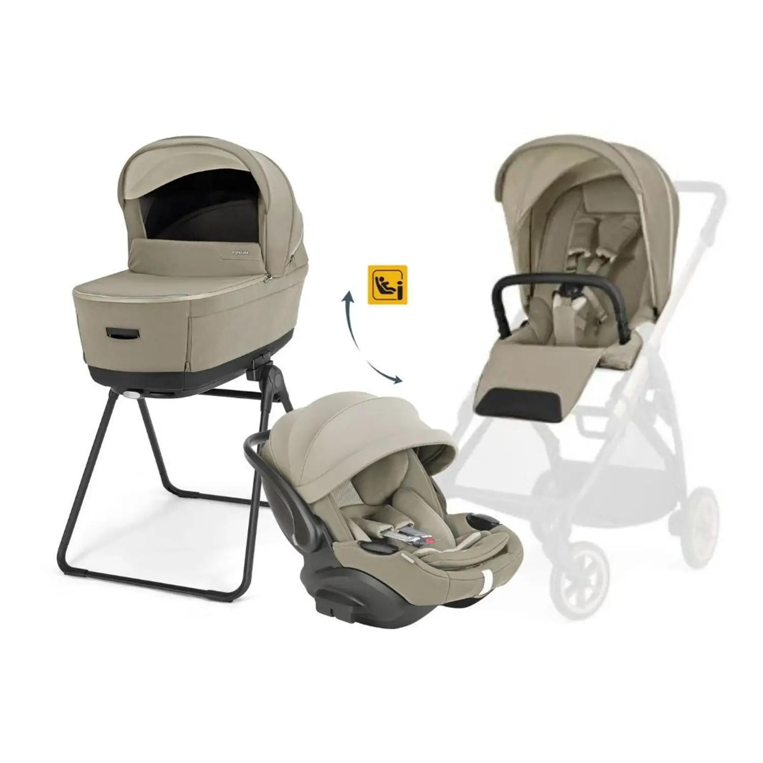 Electa System Quattro con Ovetto Drw-Evo Reclinabile Hangar Beige (Telaio escluso) - trio e modulari