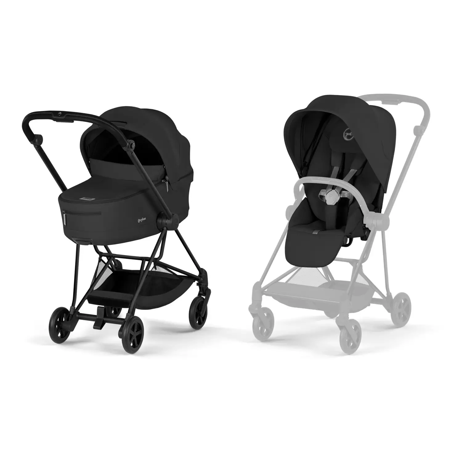 Mios Comfort Sepia Black 2in1 Con Navicella Richiudibile-Passeggino con Telaio Matt Black - trio e modulari