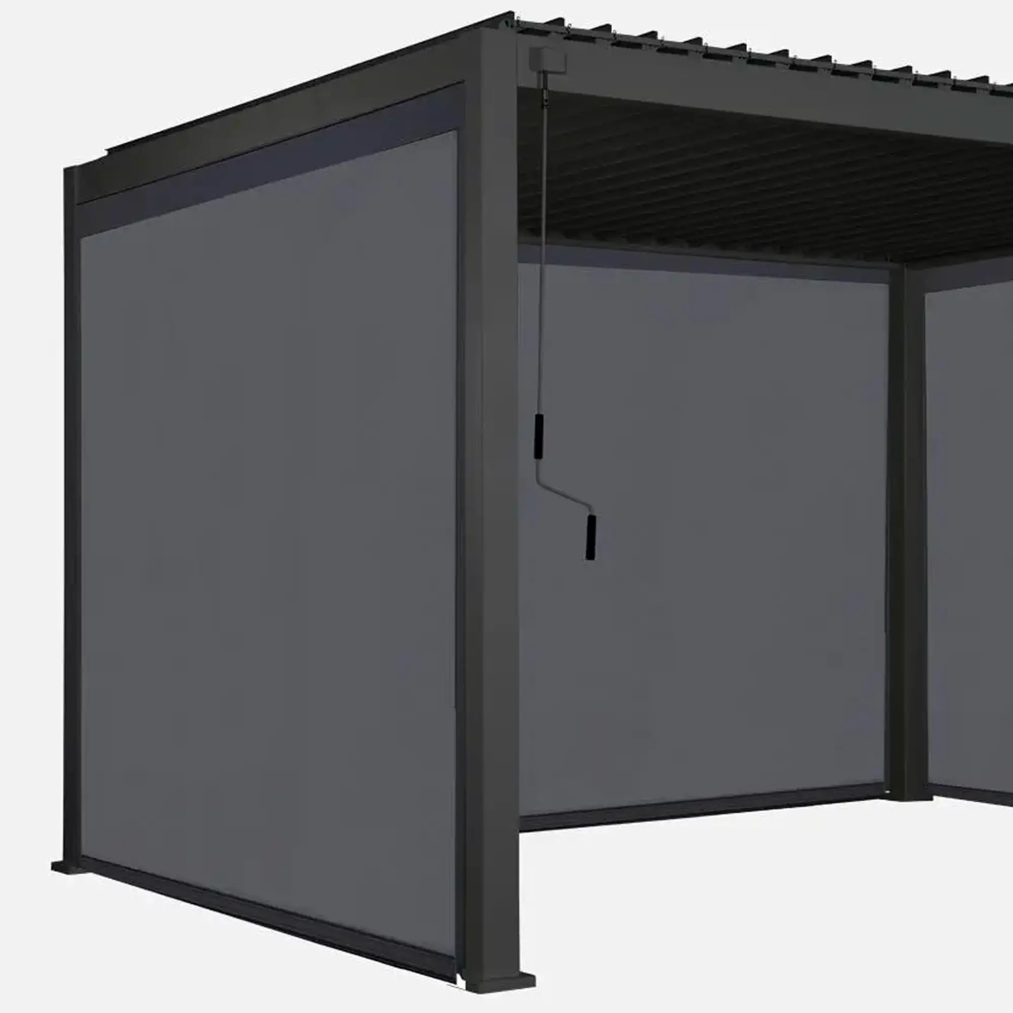 Tenda Oscurante Laterale in Textilene a Rullo da 3,6 Metri per Pergola Bioclimatica, Grigio - gazebi in ferro