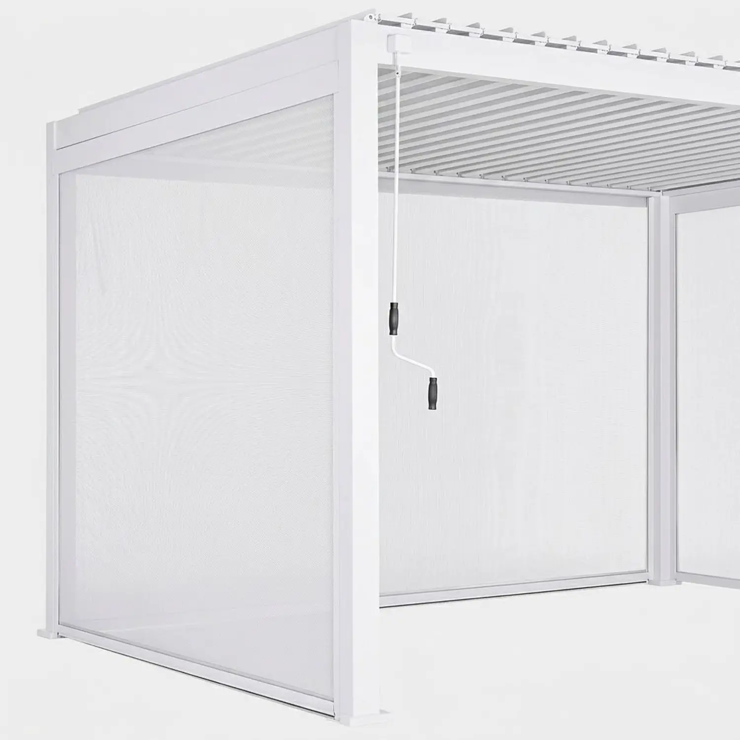 Tenda Oscurante Laterale in Textilene a Rullo da 3,6 Metri per Pergola Bioclimatica, Bianco - gazebi in ferro