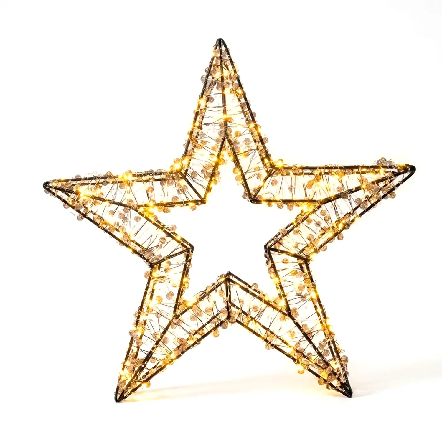 Stella Luminosa Natalizia 40 cm, 400 LED Luce Calda, Struttura Nera, Idonea Anche per Esterni - luci