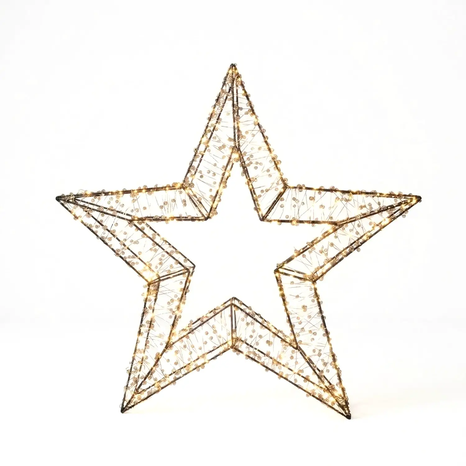 Stella Luminosa Natalizia 70 cm con 800 LED Luce Calda, Struttura Nera, Idonea Anche per Esterni - luci