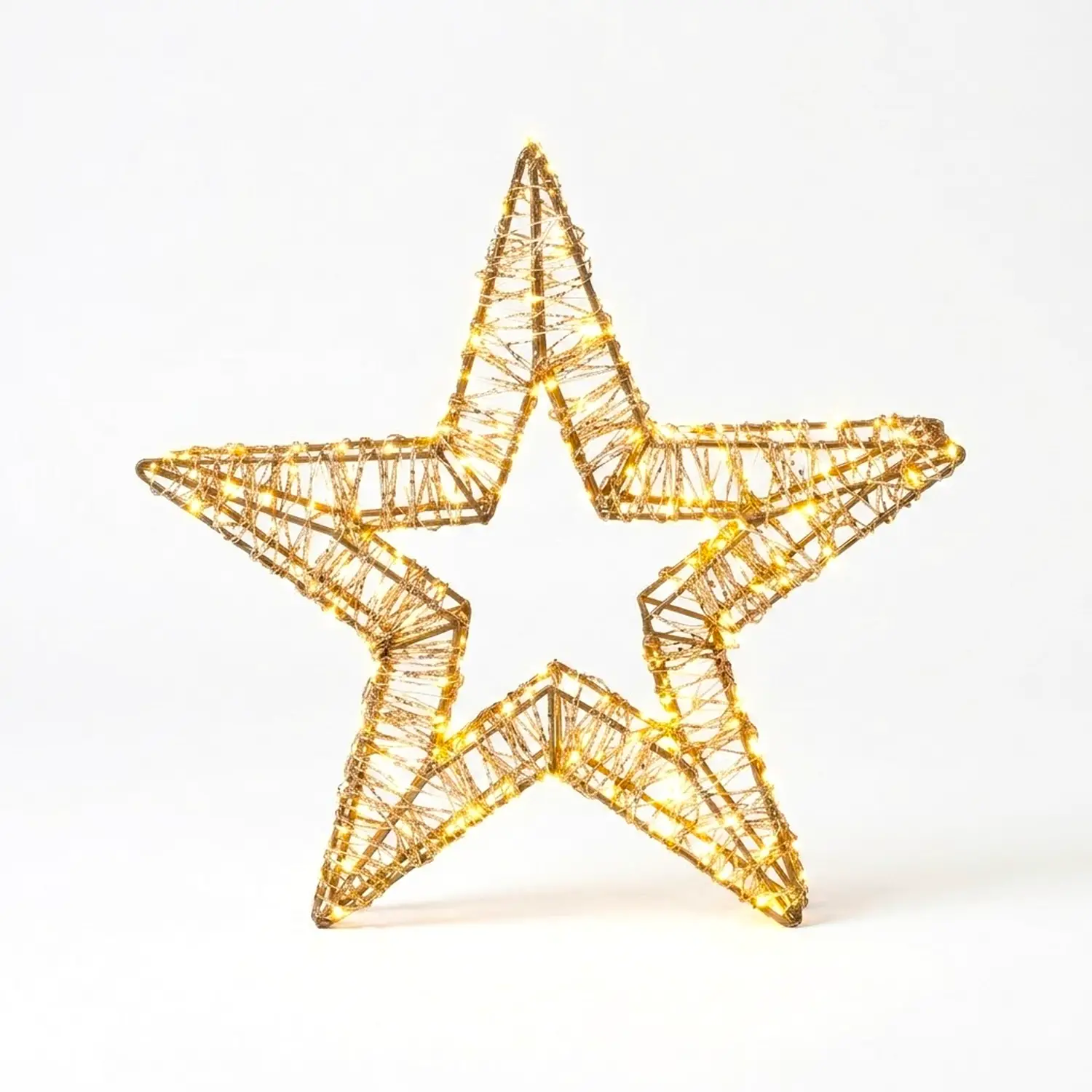 Stella Luminosa Natalizia 40 cm con 600 LED Luce Calda, Struttura Oro, Idonea Anche per Esterni - luci