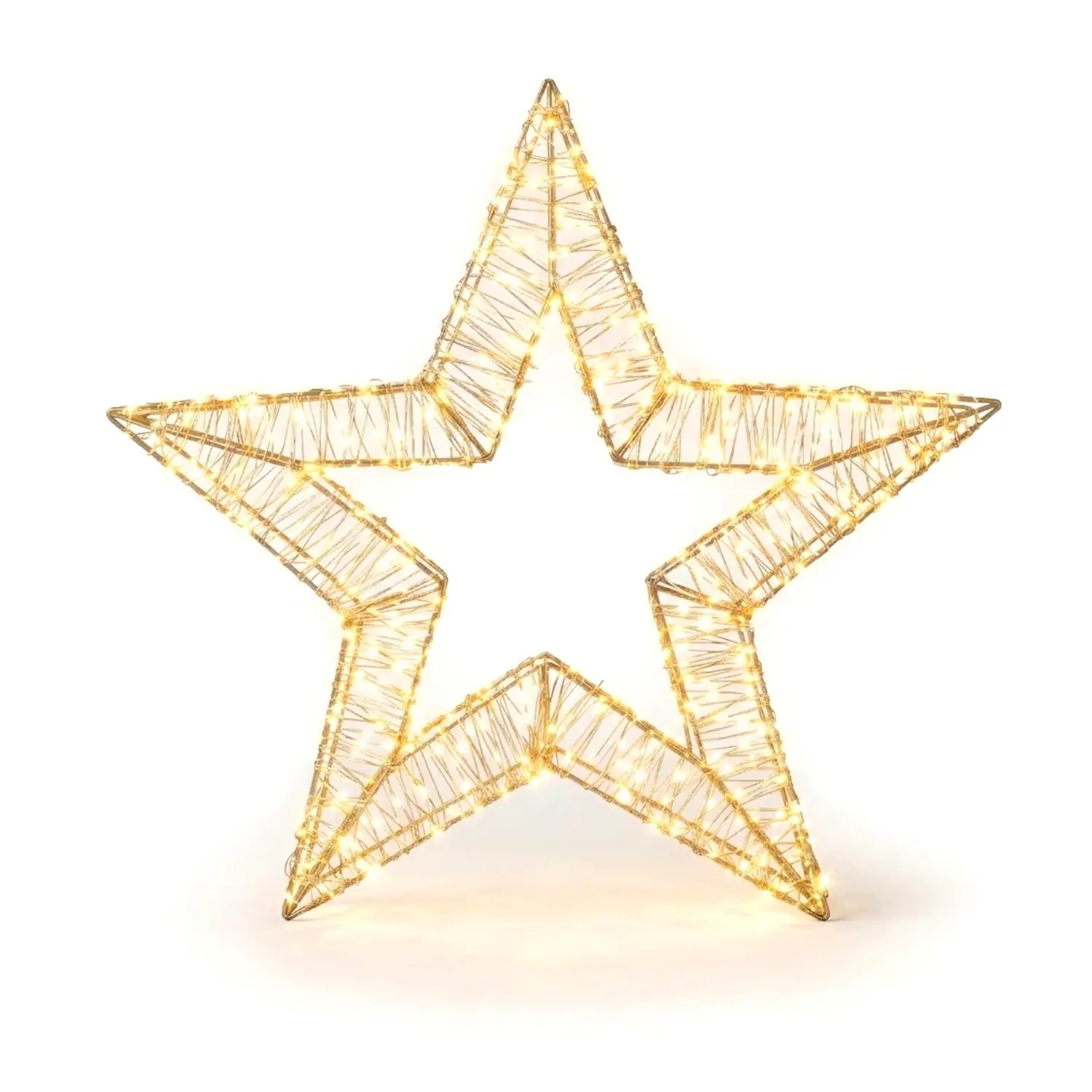 Stella Luminosa Natalizia 70 cm con 1500 LED Luce Calda, Struttura Oro, Idonea Anche per Esterni - luci