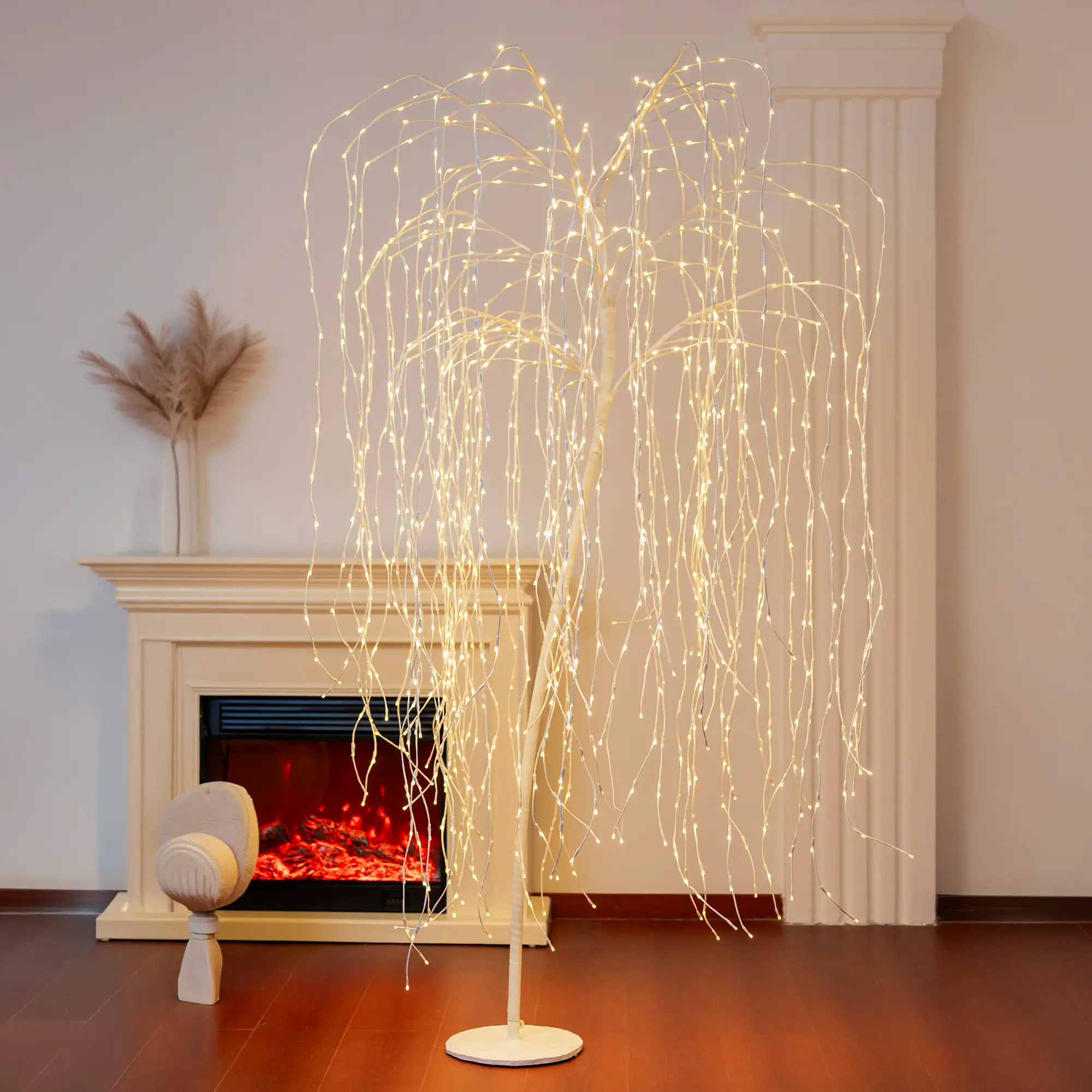 Albero Luminoso Salice Piangente 768 Led, Altezza 180 cm, Finitura Oro per Interni ed Esterni - alberi led di design
