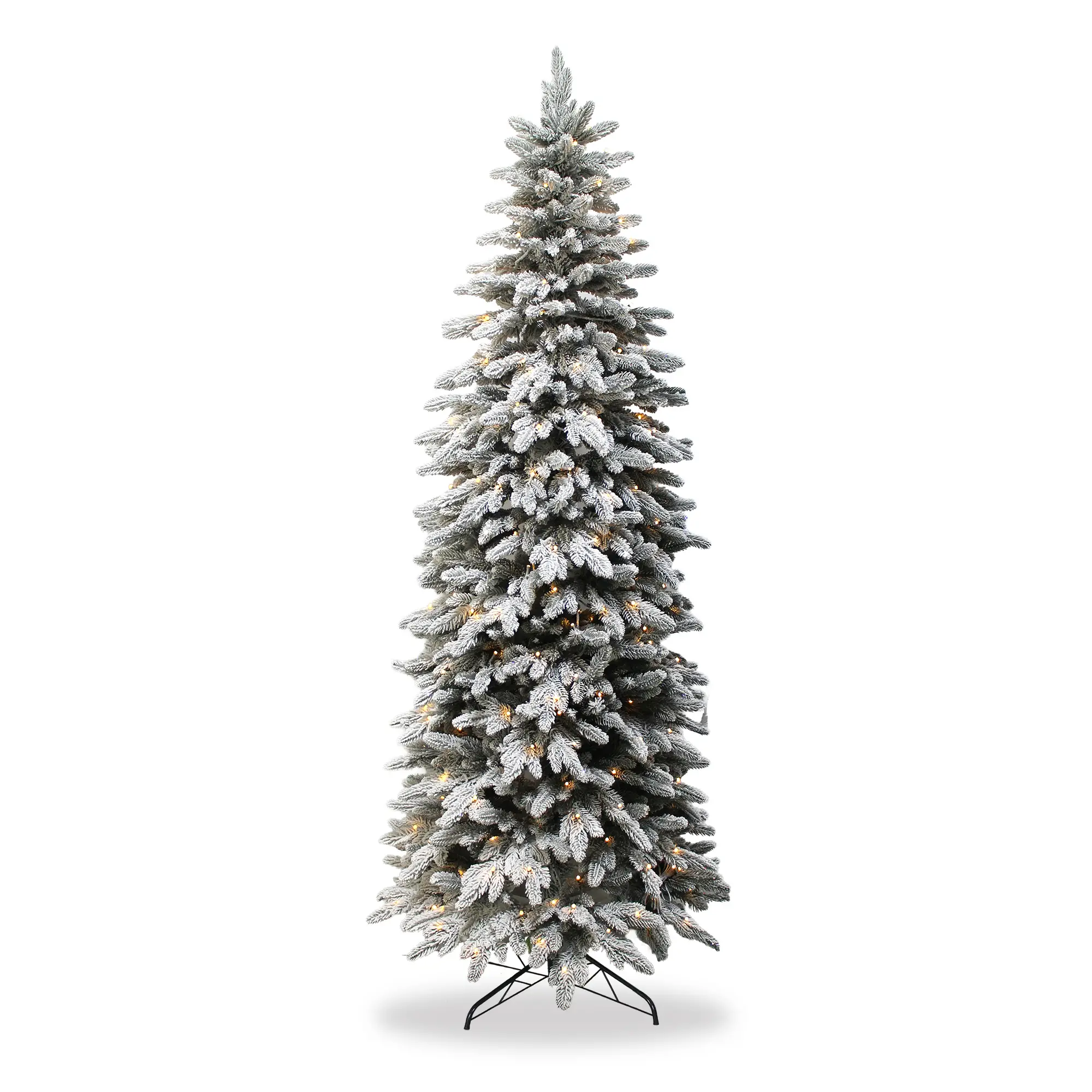 Albero di Natale Luminoso Slim Innevato Fitz Roy, 100% PE Real Touch, 320 Led, Altezza 210 cm - alberi