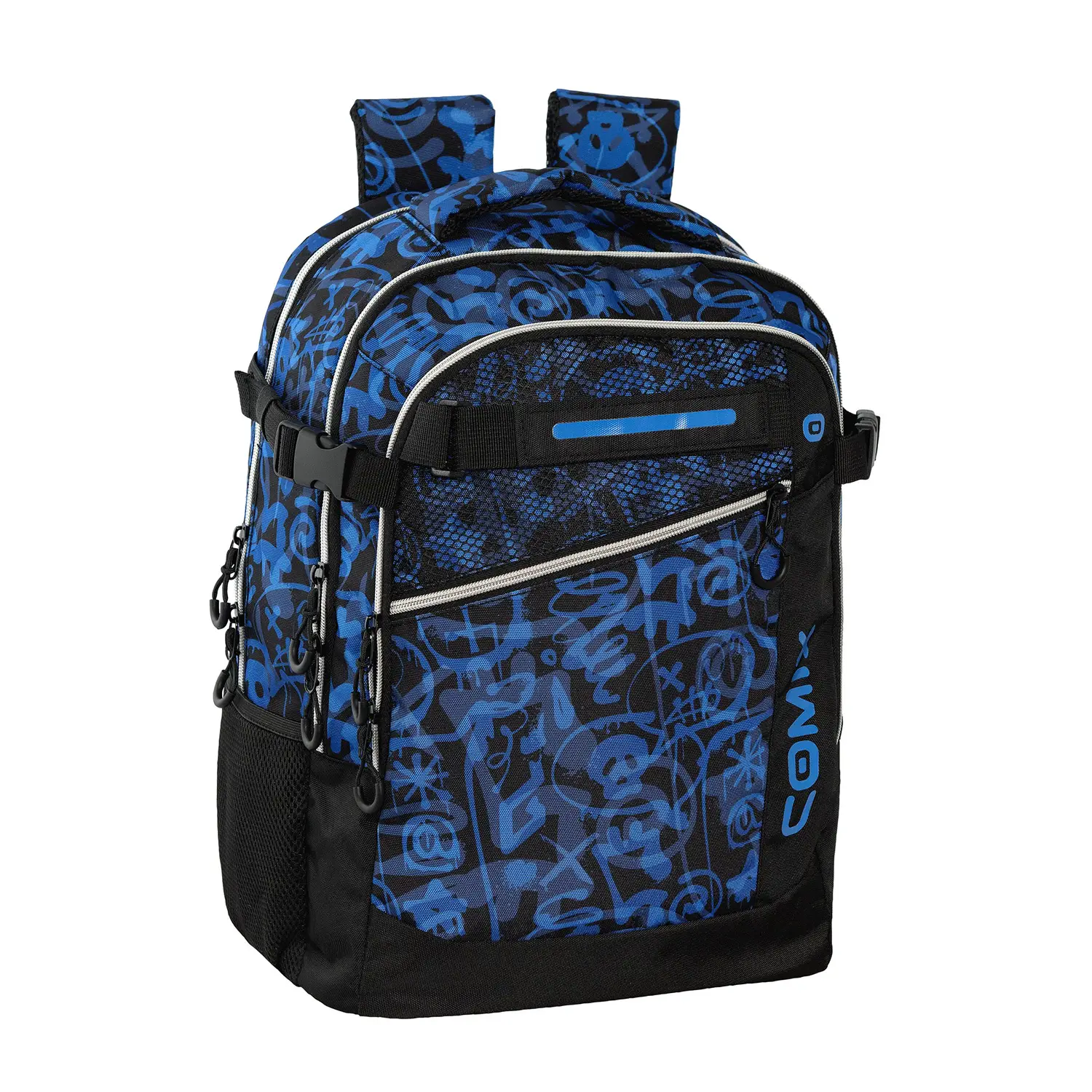 Zaino Scuola Organizzato Comix Wbs 2.0 Street Blu Nero - zaini scuola
