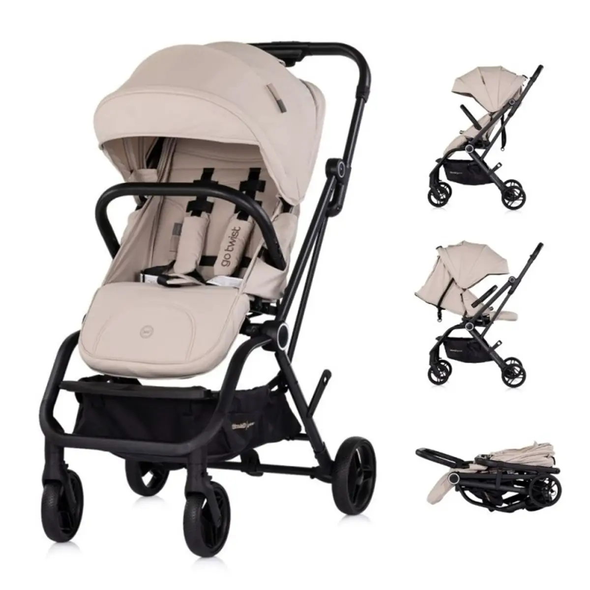 Passeggino Go Twist Latte con Seduta Girevole 360° – Reclinabile, Leggero e Compatto fino a 22 kg - passeggini compatti
