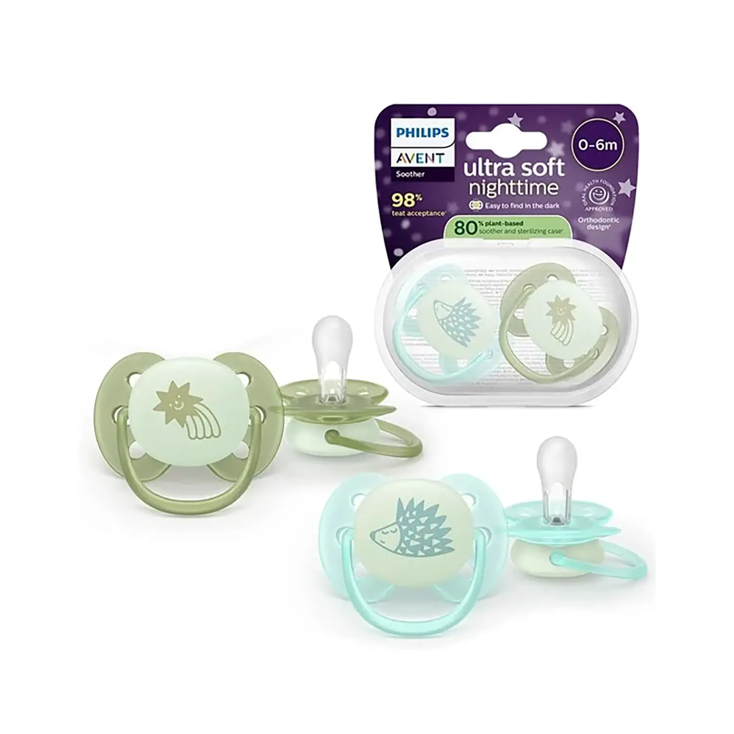 Ciuccio Philips Avent Ultra Soft Night 0-6M Riccio/Cometa - ciucci
