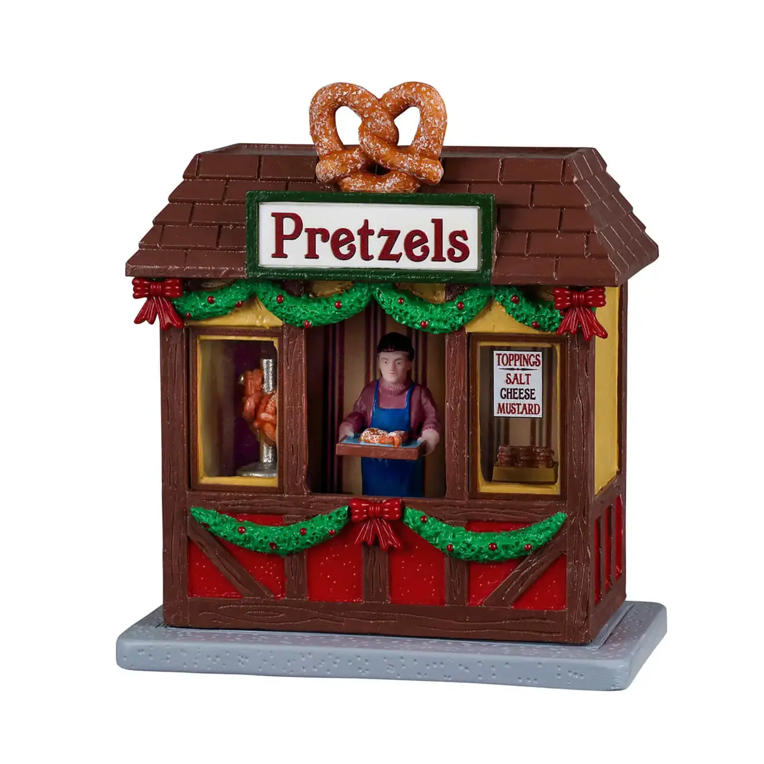Lemax Pretzels 63829 – Bancarella di Pretzel Natalizia Caddington in Resina - scene e villaggi