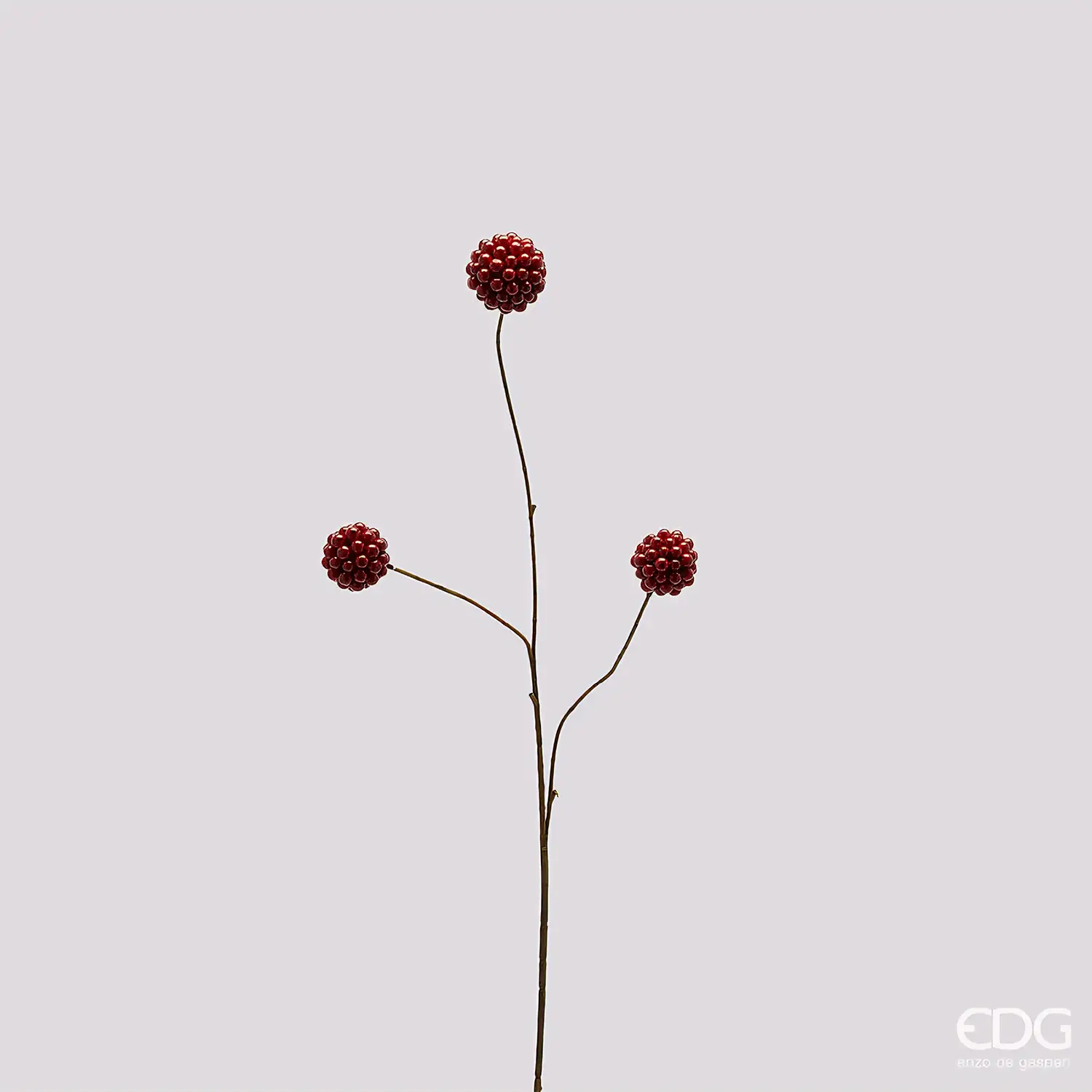 Ramo Ilex Natale con 3 Sfere Rosse EDG H 80 cm - fiori e ghirlande