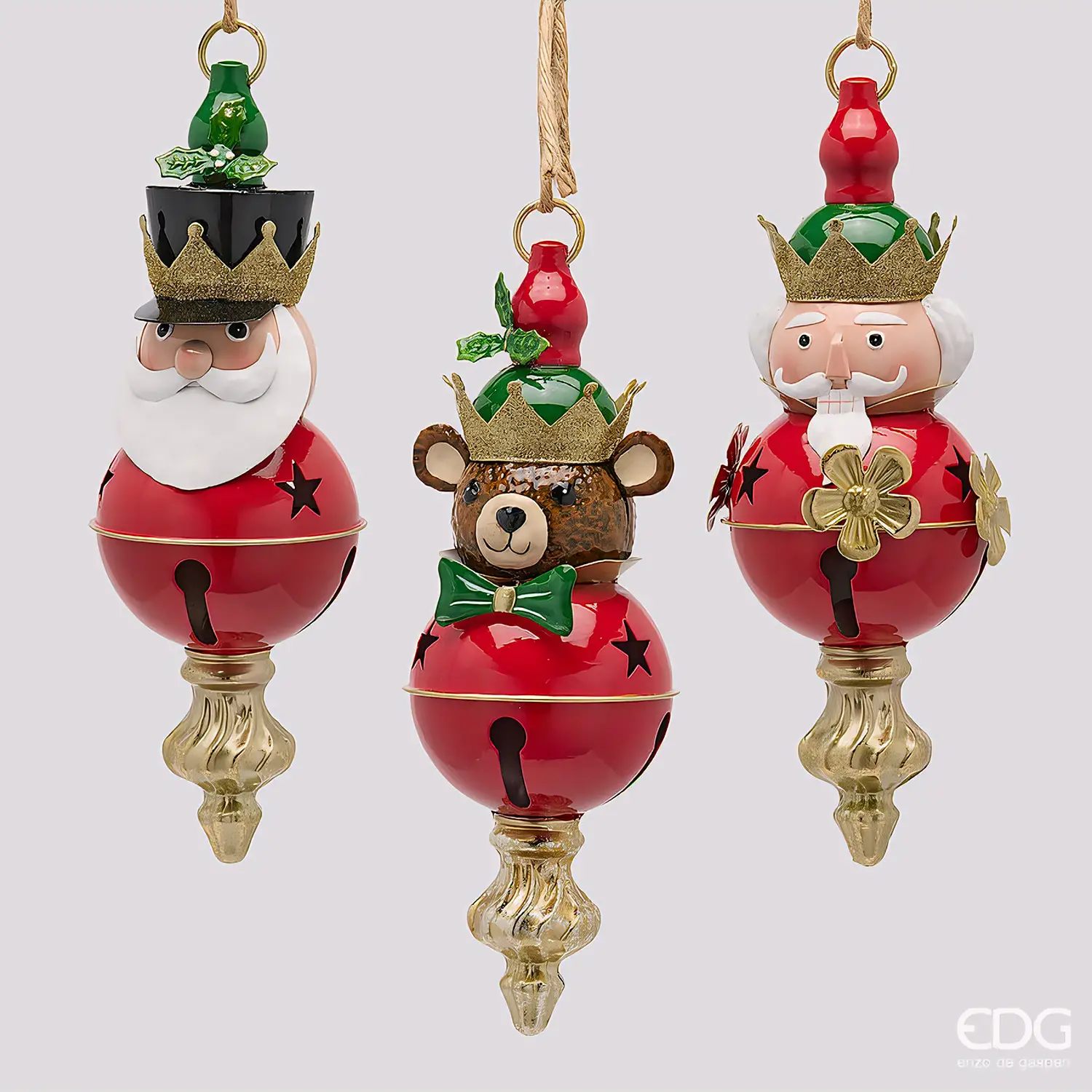 Addobbo Natalizio EDG da Appendere Assortito H 29 cm - 3 Soggetti Assortiti - accessori albero
