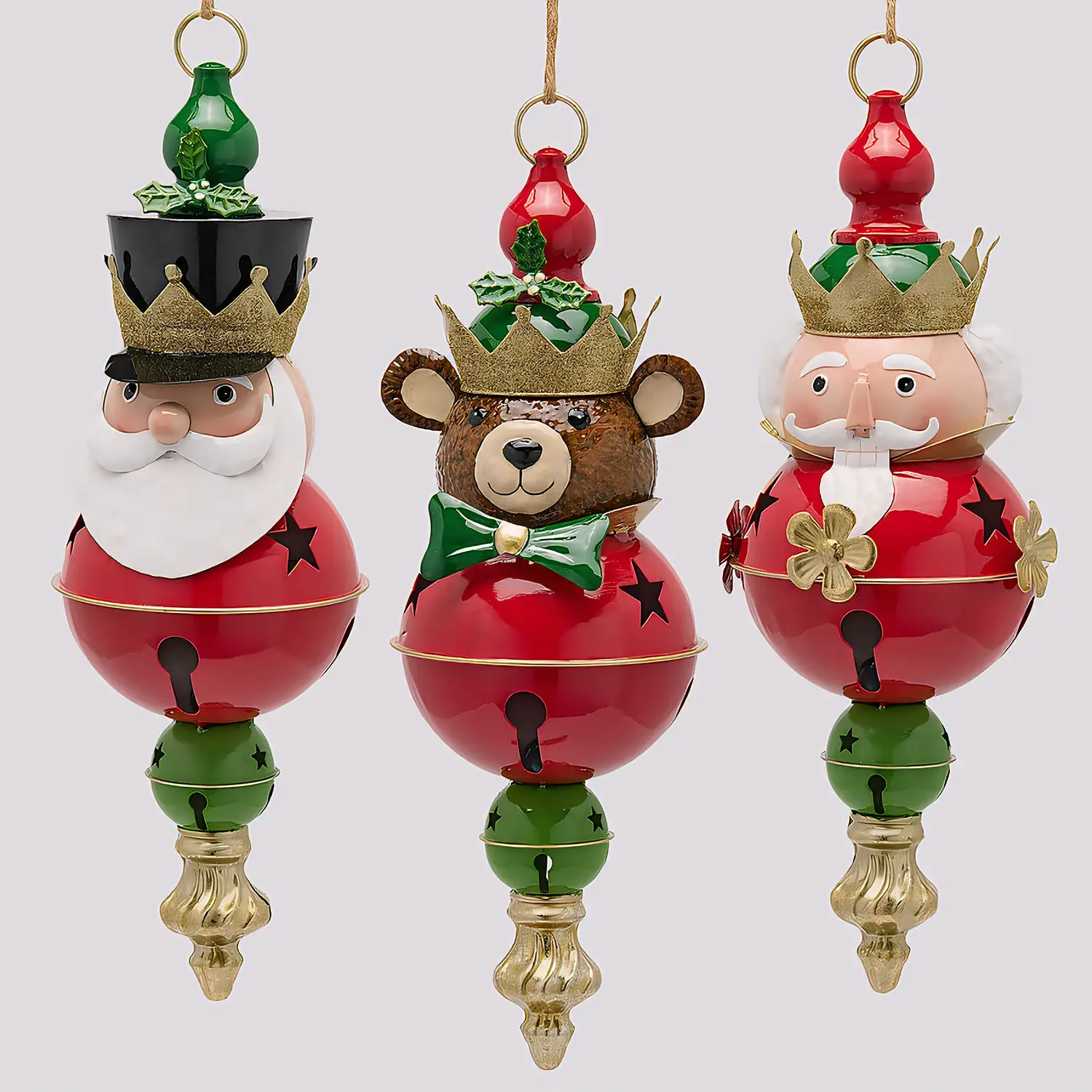 Natale Addobbo Babbo Soldatino Orso 3 Ass. H.40 L.14 L.14 C6 Green Red - schiaccianoci