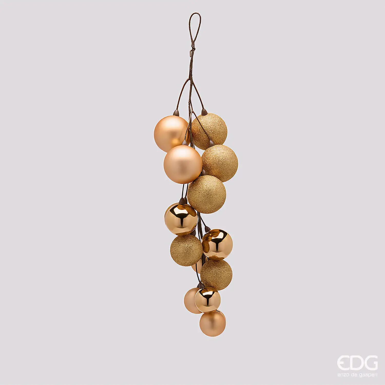 Grappolo Natalizio EDG Oro con 16 Palline L 47 cm - fiori e ghirlande