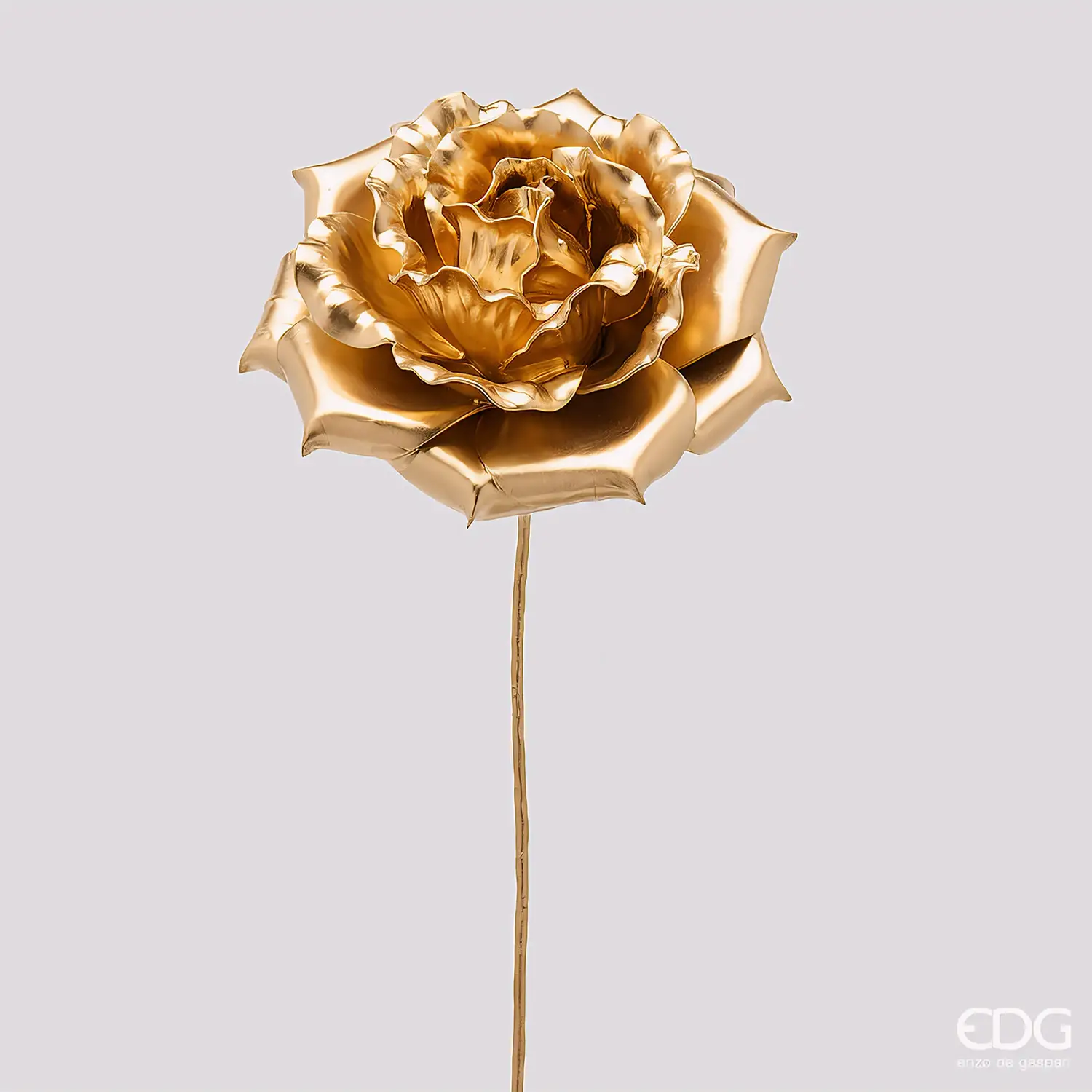 Ramo Rosa Glossy Oro EDG H 60 cm Fiore Ø 20 cm - fiori e ghirlande