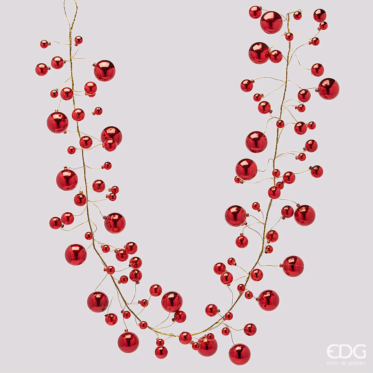 Festone EDG con 100 Palline Rosse H 180 cm - addobbi albero