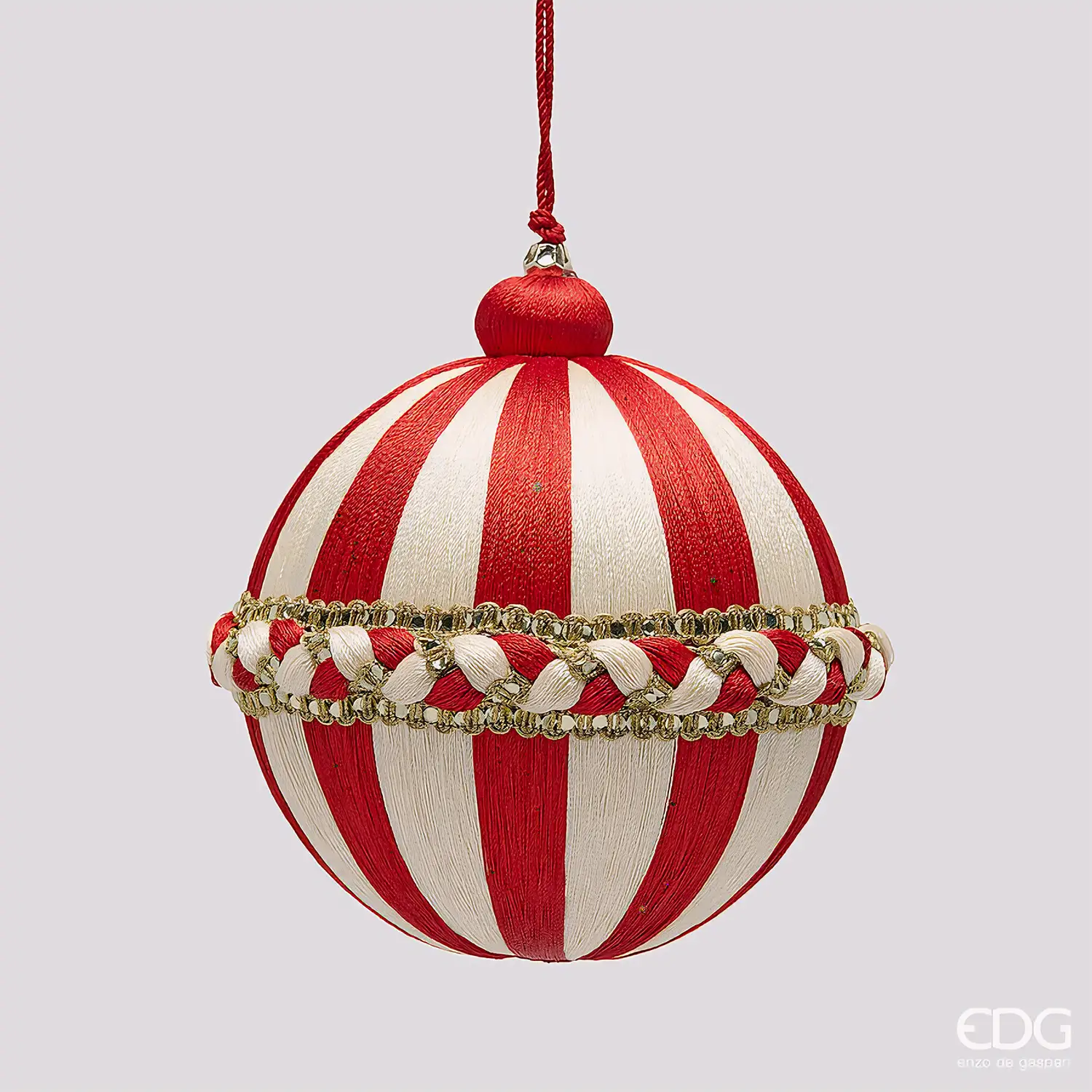 Palla di Natale Treccia EDG Rossa e Bianca Ø 12 cm - addobbi albero