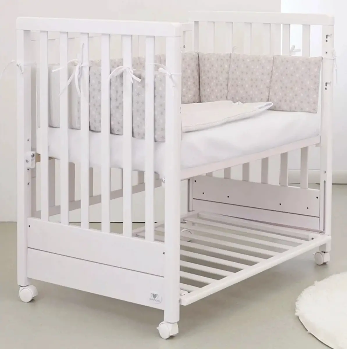 Cuoricini Avant Bianco Sistema Evolutivo 6 in 1 con Materasso e Tessile Plus Tortora - collezioni