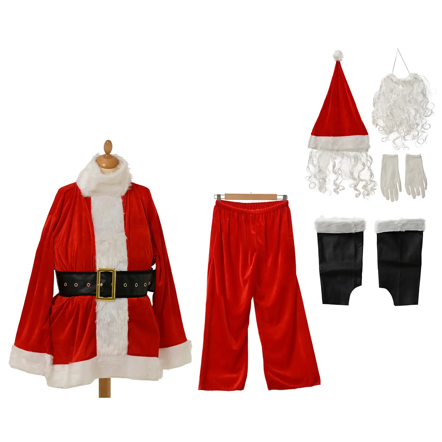 Costume Babbo Natale Completo 7 Pezzi in Poliestere - addobbi casa