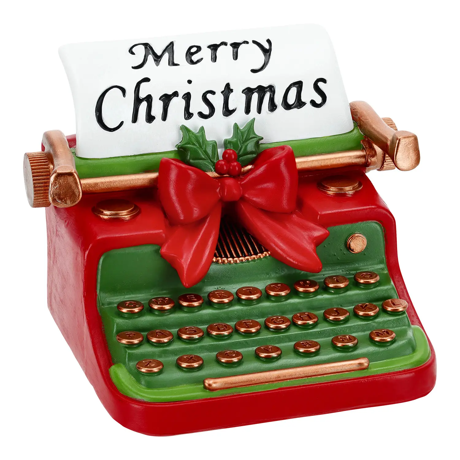 Decorazione Natalizia a Forma di Macchina da Scrivere Merry Christmas Multicolore 20,1x17,4x16,2 cm - addobbi casa