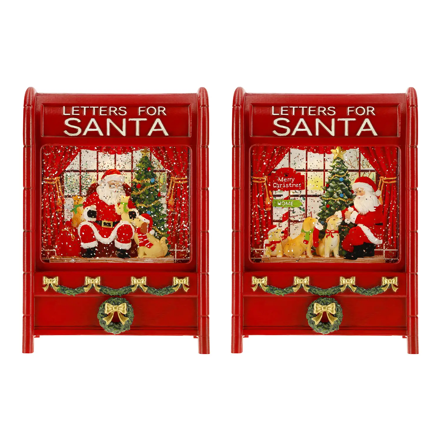 Babbo Natale Mailbox Natalizia 22,7 cm con Acqua in Movimento LED a Batteria - scene e villaggi