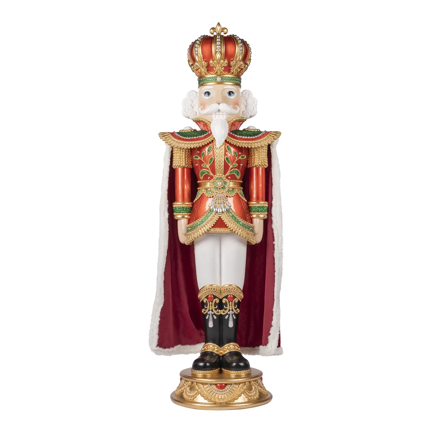 Natale Schiaccianoci 150 cm con Mantello Effetto Pelliccia e LED - schiaccianoci