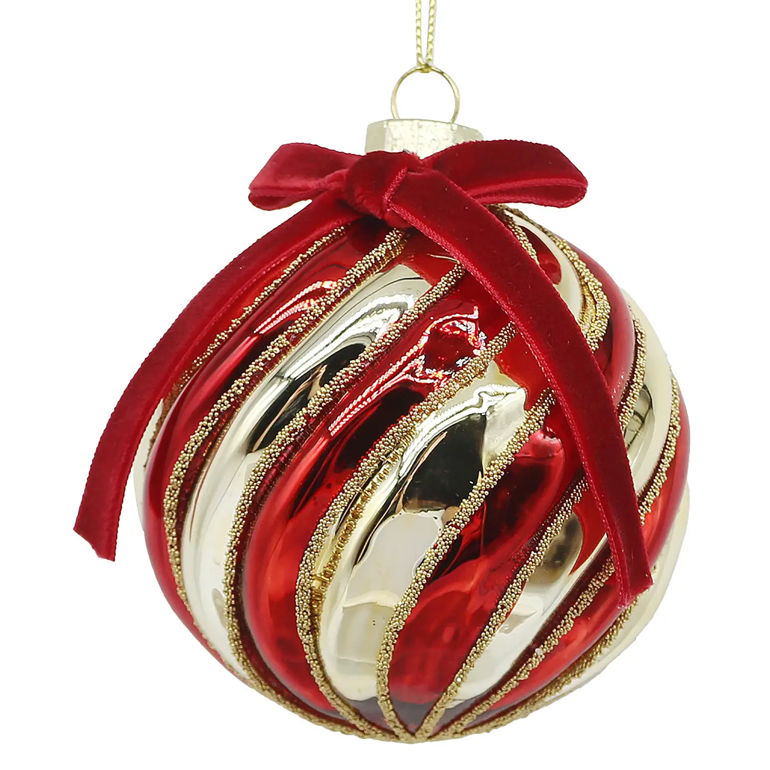 Sfera Natalizia Vetro Motion Rosso Oro Ø100 Cm - addobbi albero