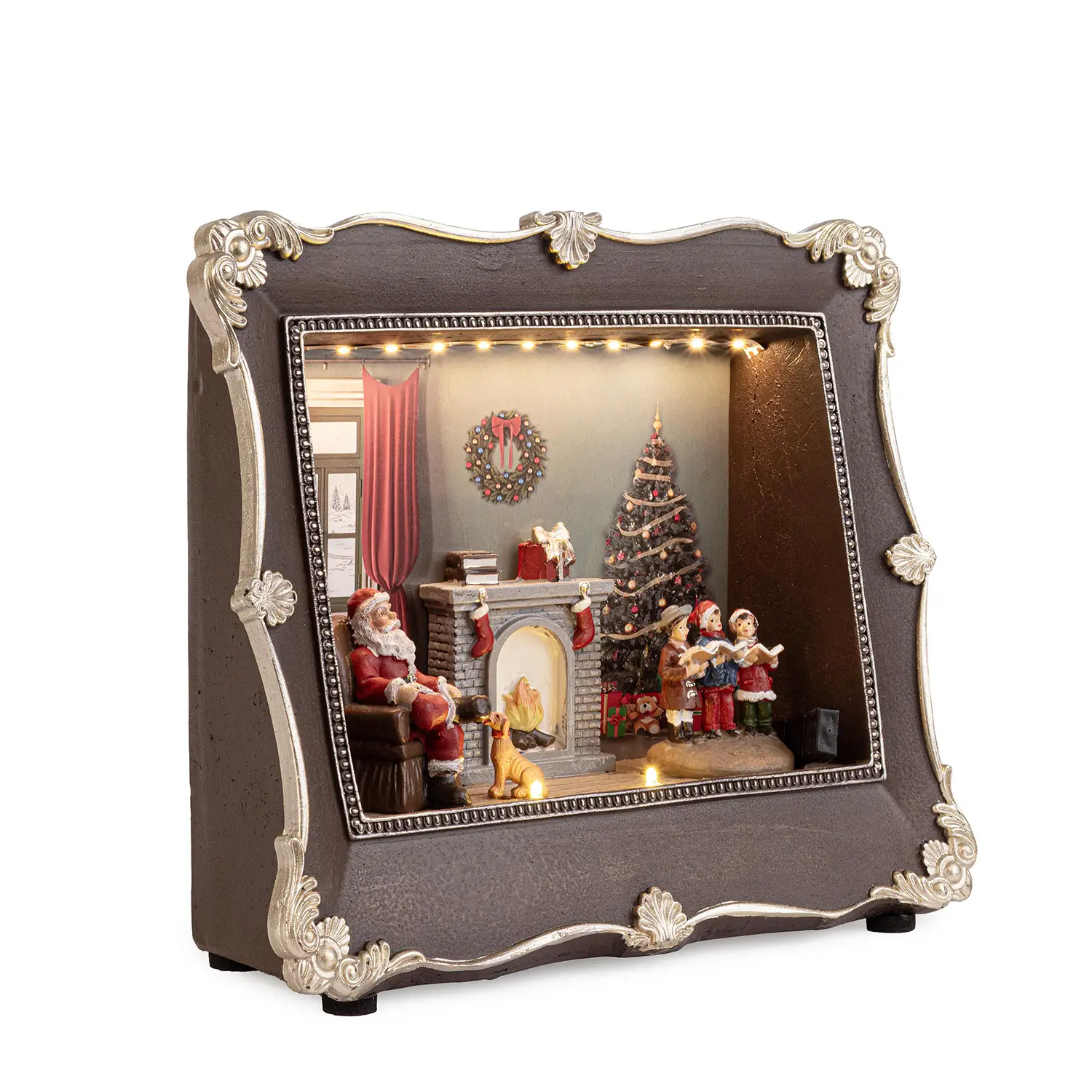 Decorazione Cornice Holly Babbo Natale con LED - addobbi casa
