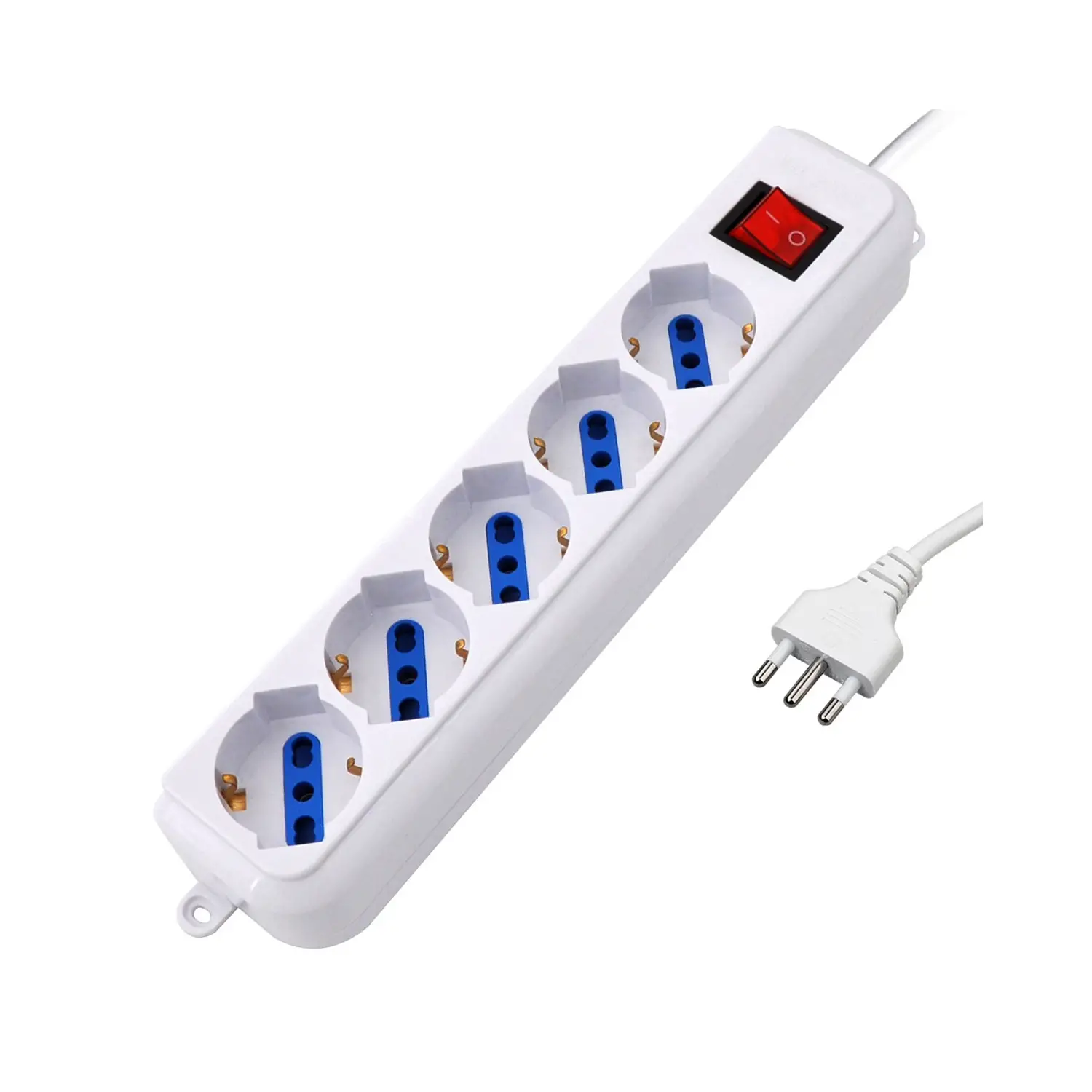 Prolunga Multipresa 5 Posti Bipasso con Interruttore Luminoso e Protezione Sovraccarico - Accessori ufficio