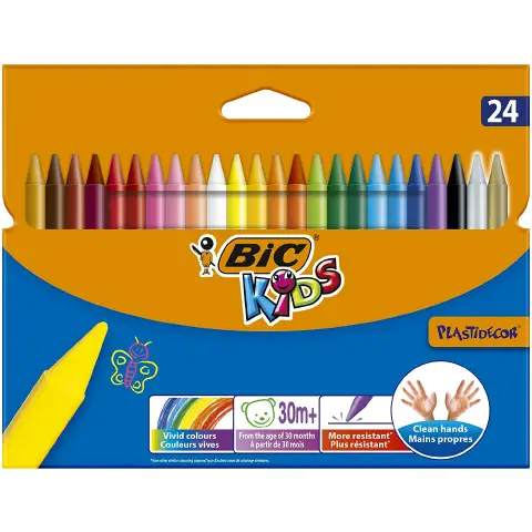 Pastelli A Cera Colorati Plastidecor Bic - 24 Pz.