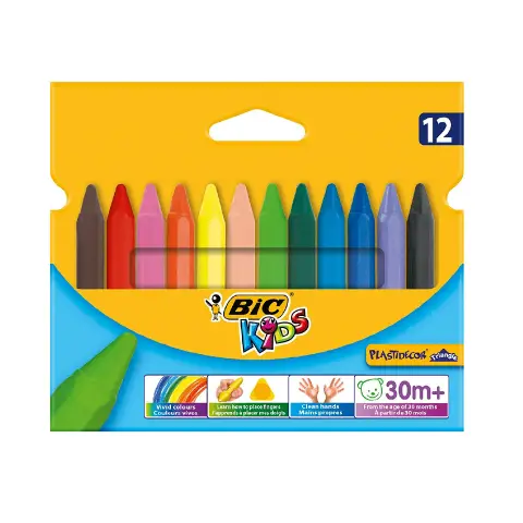Pastelli a Cera Plastidecor Triangle Bic 12 Pezzi