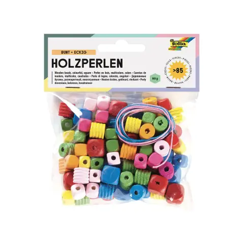 Perle Quadrate in Legno Multicolore 84 Pezzi