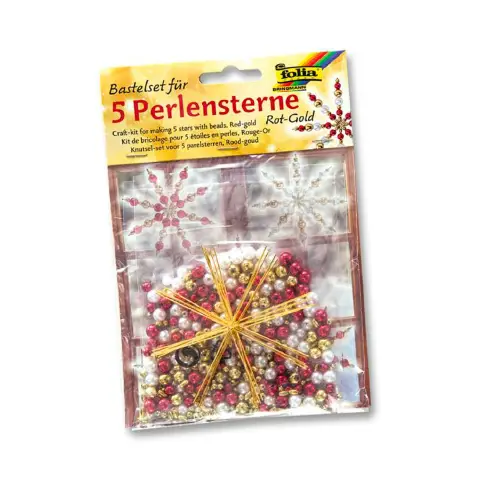 Kit 5 Stelle con Perline Rosso Bianco Oro