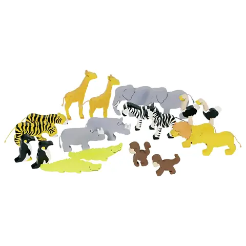 Animali della Savana in Legno 20 Pezzi