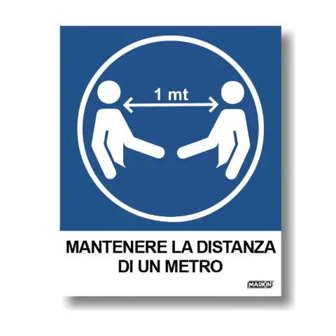 Cartello Adesivo Mantenere Distanza 2 Pezzi