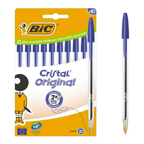 Penna Bic Cristal Blister Pezzi 10 Blu