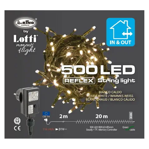 Catena luci bianco caldo 500 led 2+20 metri