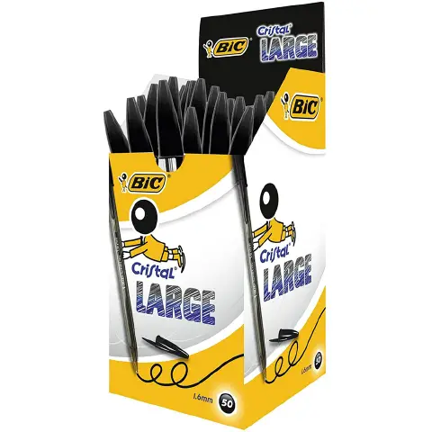 Penna Bic Cristal Large 1.6 mm. Nero - confezione 50 pz